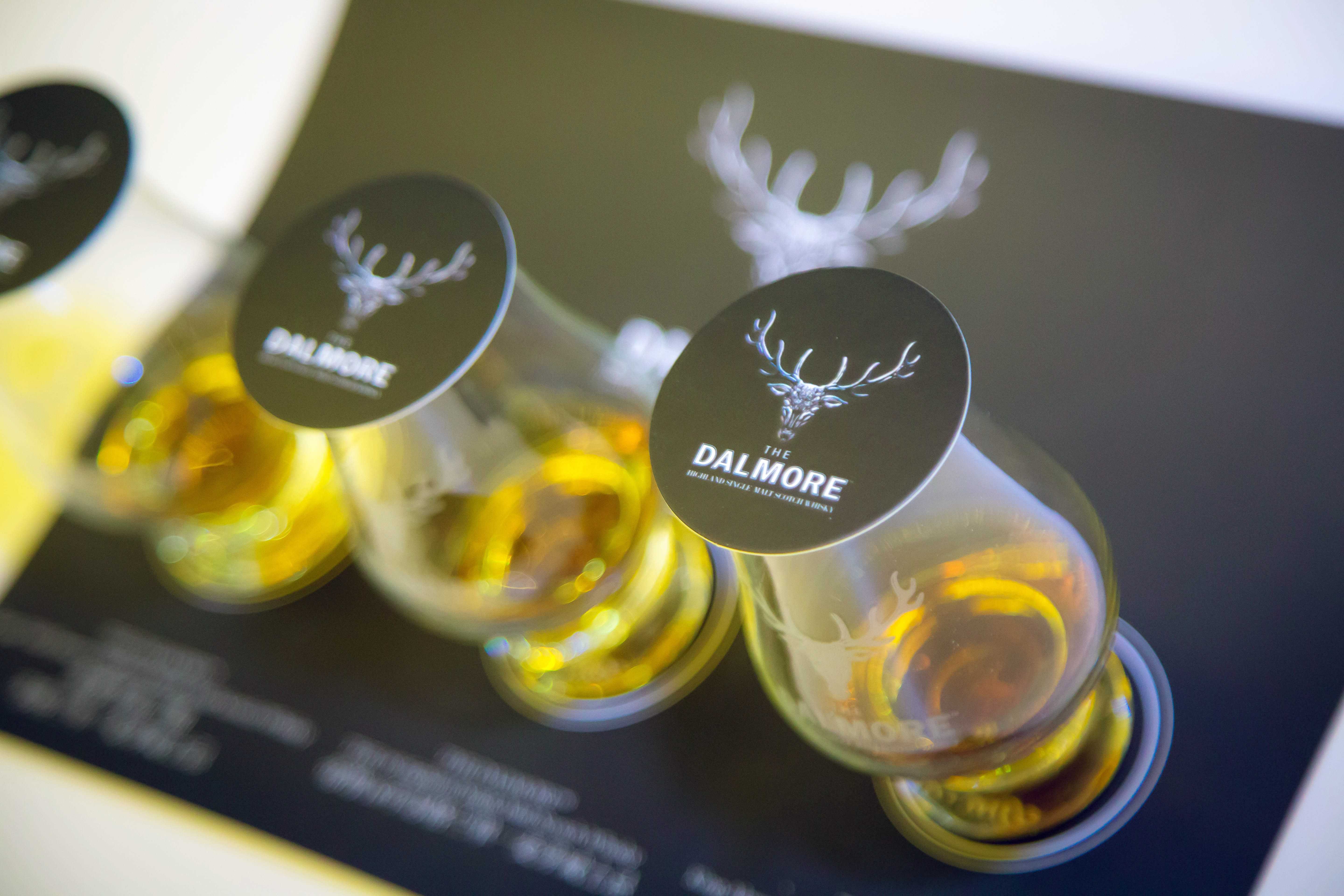 A selection of DALMORE whiskys made available for guests